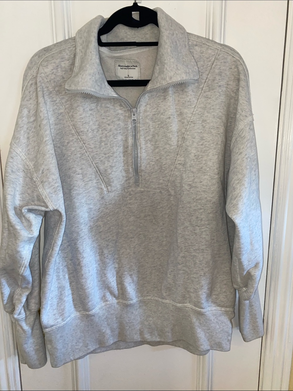 Abercrombie & Fitch Womens Light Gray Half-Zip Pullover